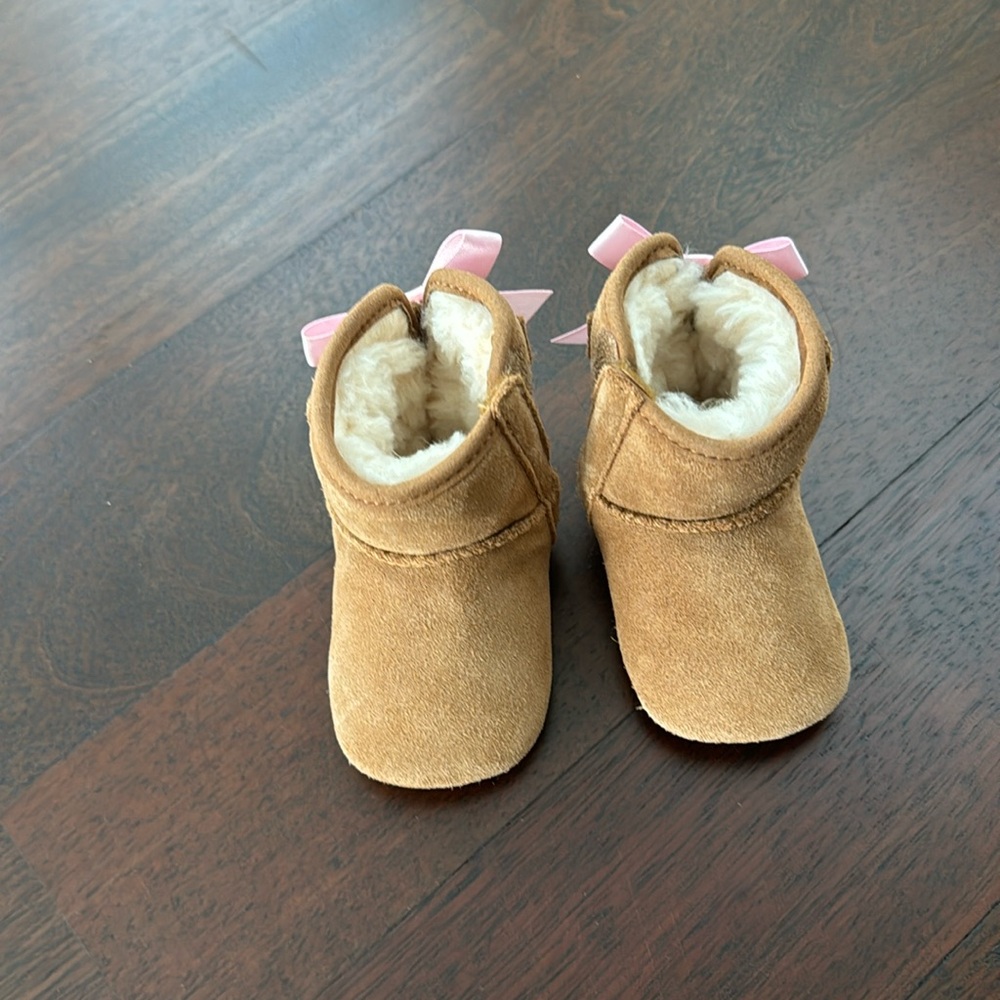 UGG Tan Kids Boots with Pink Accents